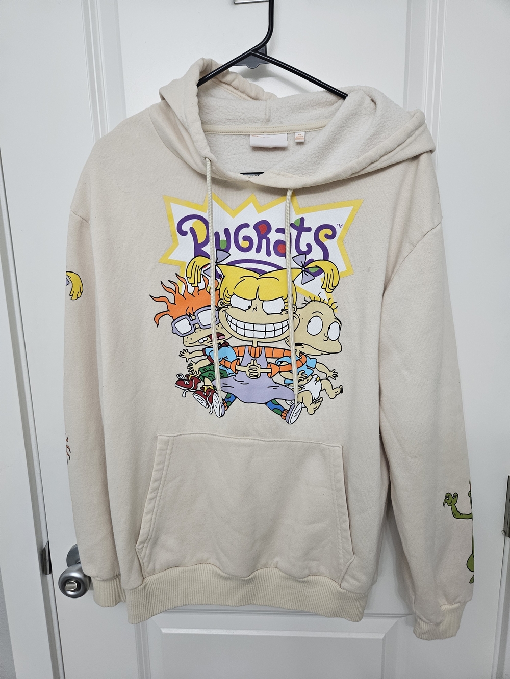Rugrats Nickelodeon Hoodie Logo Officially Licensed Graphic Print Cream Color M